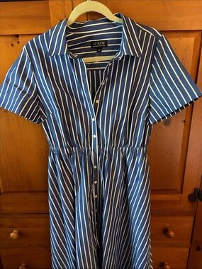 J. Crew Blue and White Striped Maxi Dress